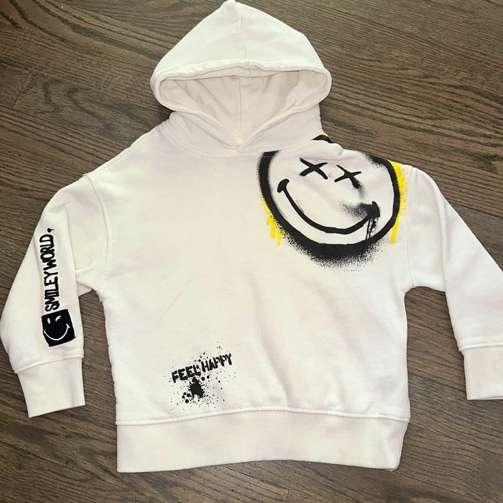Zara Boys Like New SMILEY WORLD Happy Kid Matching Sweat Outfit Hoodie Set 6 - Picture 2 of 7